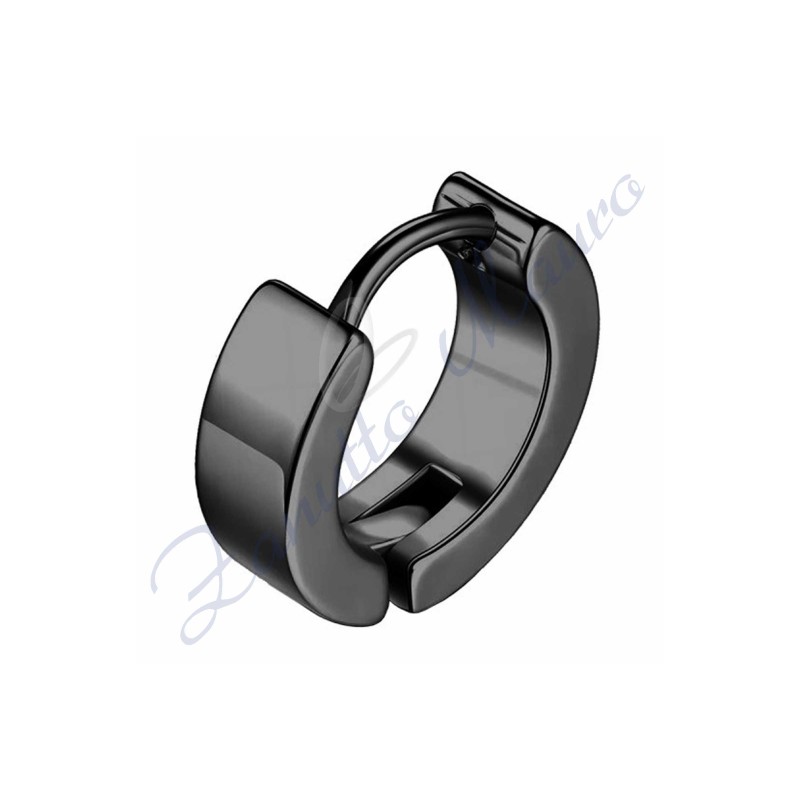 Orecchino a cerchio liscio con clicker mm 3x9 in acciaio 316L brunito