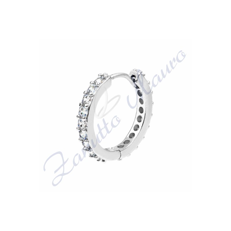 Orecchino a cerchio con cristalli mm 6 in acciaio 316L