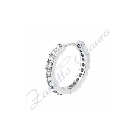 Orecchino a cerchio con cristalli mm 6 in acciaio 316L
