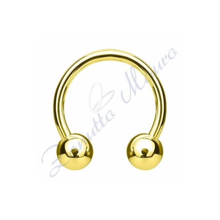 Anello con palline misure mm 1,6x4x12 in acciaio 361L dorato