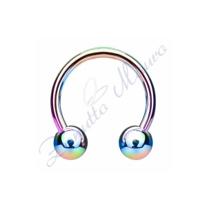 Anello con palline misure mm 1,6x3x8 in acciaio 361L rainbow