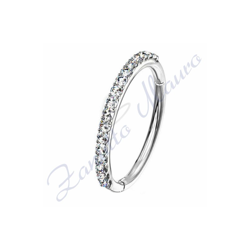 Anello con cristalli mm 1,2x10 in acciaio 361L