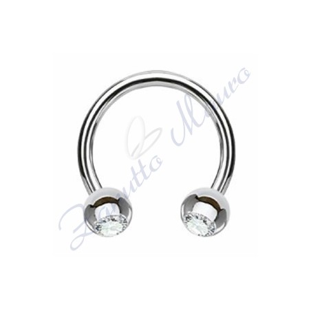 Anello aperto con cristallo bianco mm 1,2x3x8 in acciaio 361L