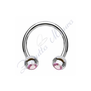 Anello aperto con cristallo viola chiaro mm 1,2x3x12 in acciaio 361L