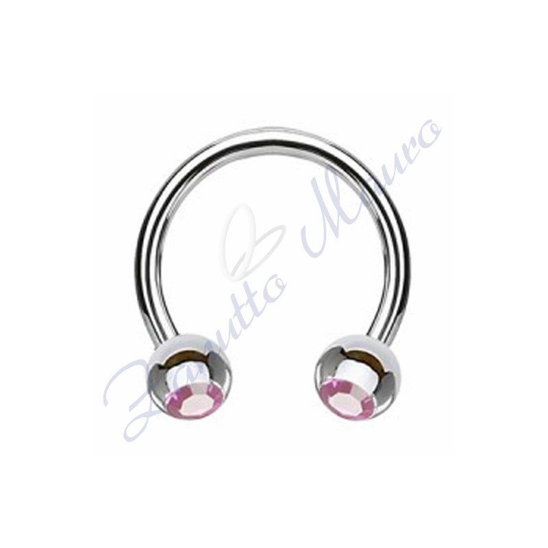 Anello aperto con cristallo viola chiaro mm 1,2x3x12 in acciaio 361L