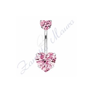 Piercing cuore rosa per ombelico mm 1,6x12x5x8 in acciaio 361L