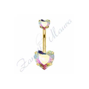 Piercing cuore aurora boreale per ombelico mm 1,6x10x5x8 in acciaio 361L