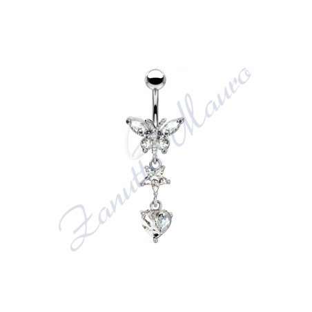 Piercing ombelico farfalla 1.6/30/15 mm 10 in acciaio 316L