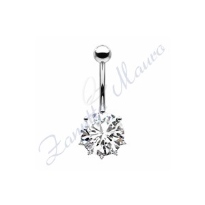Piercing ombelico cristallo bianco 1.6/9/5 mm 10 in acciaio 316L