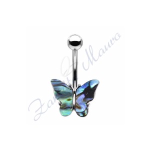 Piercing ombelico farfalla madreperla 1.6/10/5 mm 10 in acciaio 316L