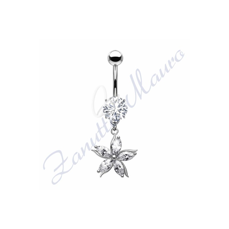 Piercing ombelico fiore 1.6/10/5 mm 10 in acciaio 316L