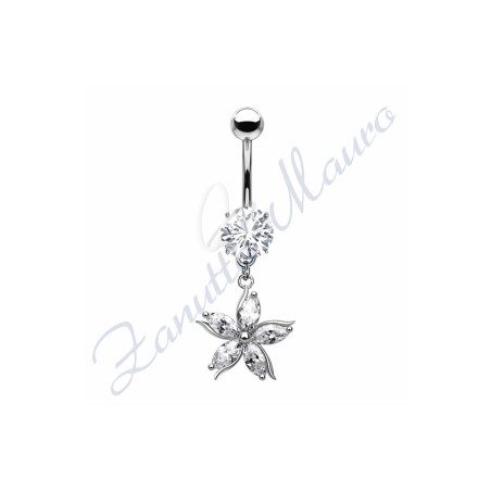 Piercing ombelico fiore 1.6/10/5 mm 10 in acciaio 316L