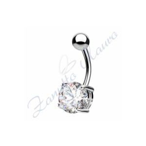Piercing ombelico cristallo bianco1.6/8/5 mm 10 in acciaio 316L