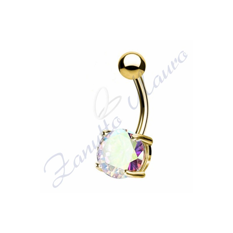 Piercing ombelico cristallo boreale1.6/8/5 mm 10 in acciaio 316L dorato