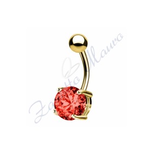 Piercing ombelico cristallo rosso1.6/8/5 mm 10 in acciaio 316L dorato