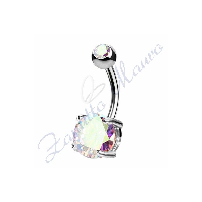 Piercing ombelico cristallo boreale 1.6/8/5 mm 10 in acciaio 316L