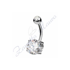 Piercing ombelico cristallo bianco 1.6/8/5 mm 10 in acciaio 316L
