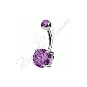 Piercing ombelico cristallo viola 1.6/8/5 mm 10 in acciaio 316L