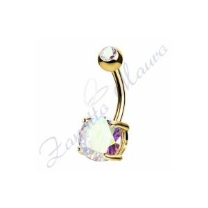 Piercing ombelico cristallo boreale 1.6/8/5 mm 10 in acciaio 316L dorato