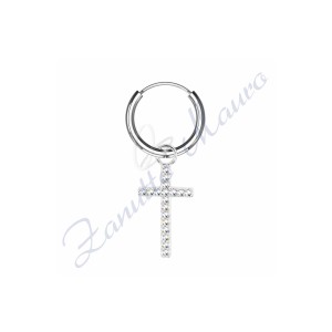 Orecchino a cerchio con croce in acciao 316L