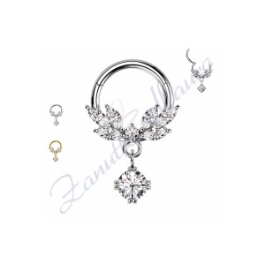 Piercing cerchio in acciao 316L dorato con cristalli
