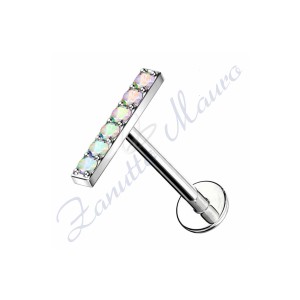 Piercing labret barrettacon cristalli aurora boreale mm 8x1,2 in titanio