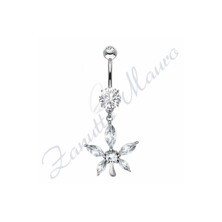 Piercing ombelico fiore bianco 1.6/10/14/17 mm 10 in acciaio 316L