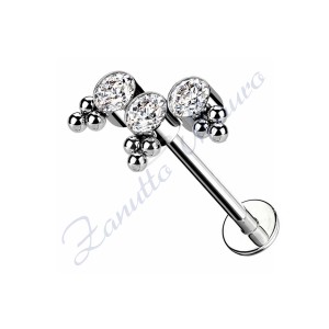 Labret push-in in acciaio 361L con cristalli