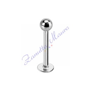 Piercing labret push-in con pallina mm 3 stelo mm 1,2x6 in acciaio
