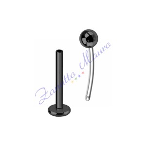 Piercing labret push-in con pallina mm 3 stelo mm 1,2x6 acciao brunito