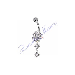 Piercing ombelico fiore bianco 1.6x10x11x5 mm 10 in acciaio 316L