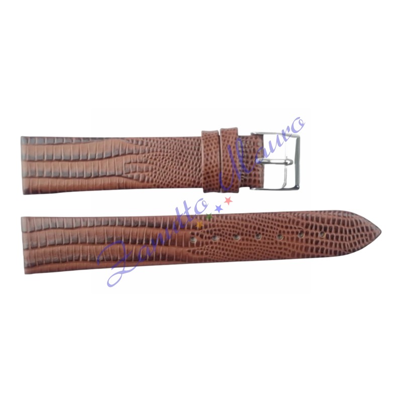 Cinturino stampa lucertola 1348 in pelle colore marrone ansa mm 22