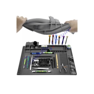 Tappetino di lavoro porta attrezzi in silicone grigio cm 45x30