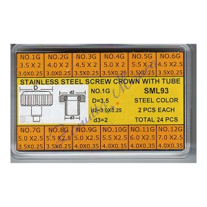 Assortimento 24 corone a vite in acciaio cromate diam da 3.5 a 7 tubo 2