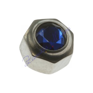 Corona acciaio per Cartier diametro mm 4,75 passo 0,90 con pietra blu