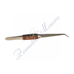 Pinzetta per saldatura a punta curva. Lunghezza mm 165.