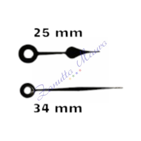 Coppia lancette in alluminio 8910 nere per movimenti sveglia TMP