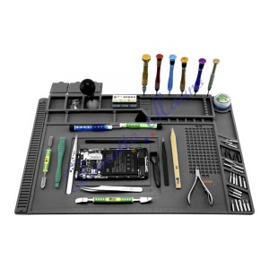 Tappetino di lavoro porta attrezzi in silicone grigio cm 45x30