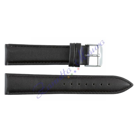 Cinturino in pelle liscia 669 imbottito colore nero ansa mm 18