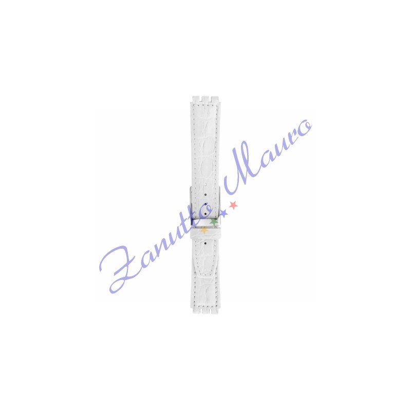 Cinturino 245M in pelle stampata per Swatch 17x19 colore bianco