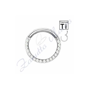 Anello Septum clicker con cristalli. Filo mm 1,2 diam. mm 8 in titanio
