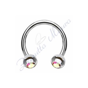 Anello aperto con cristallo aurora boreale mm 1,2x3x8 in acciaio 361L