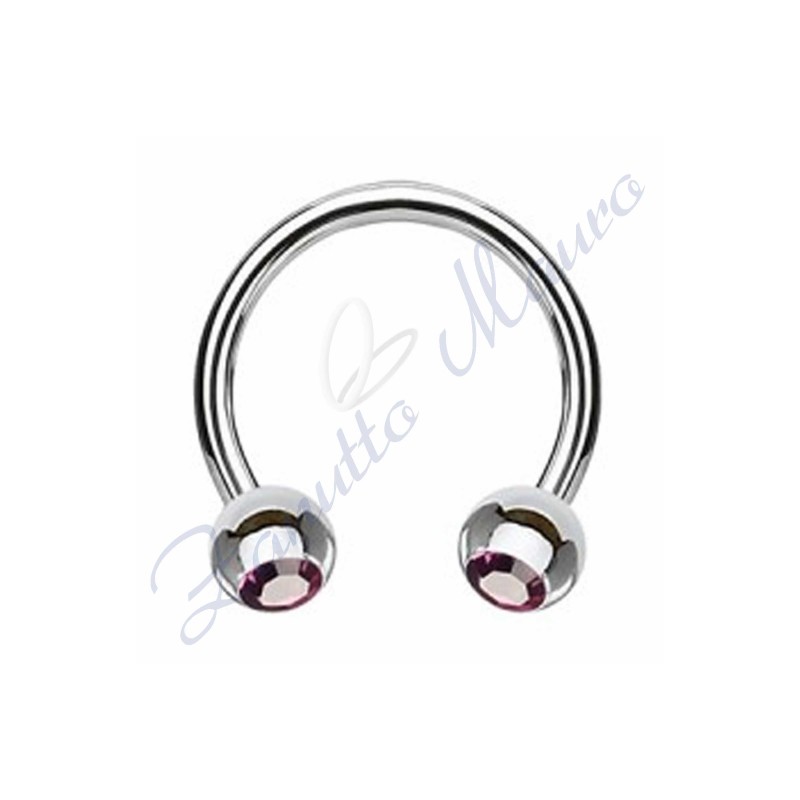 Anello aperto con cristallo viola mm 1,2x3x8 in acciaio 361L