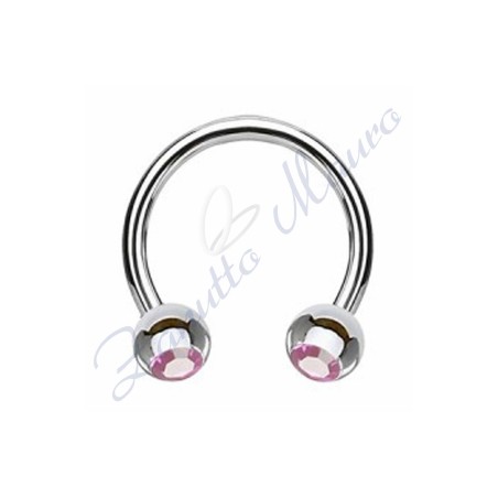 Anello aperto con cristallo viola chiaro mm 1,2x3x8 in acciaio 361L