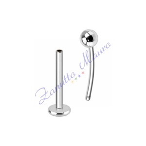 Piercing labret push-in con pallina mm 3 stelo mm 1,2x10 in acciaio
