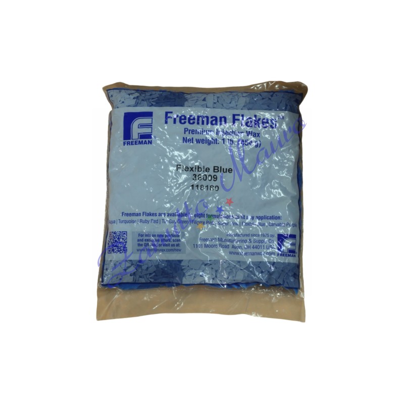 Cera Freeman in scaglie colore blu flexplast. busta da 454 gr