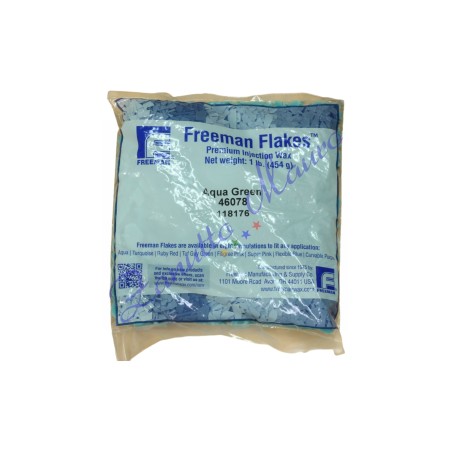 Cera Freeman in scaglie colore verde acqua. busta da 454 gr