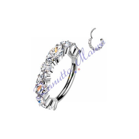 Piercing anello con clicker e cristalli filo 1,2 diametro mm  8 PY181 - septum