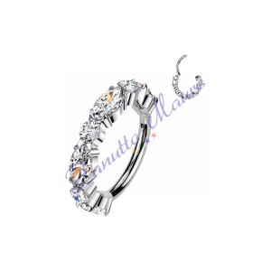 Piercing anello con clicker e cristalli filo 1,2 diametro mm 10 PY181 - septum