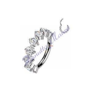 Piercing anello con clicker e cristalli filo 1,2 diametro mm  8 PY180 - septum